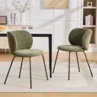 HAUSS SPOLE Eetkamerstoel - Set Van 2 - Gebogen Rugleuning Met Zachte Bekleding - Voor Eetkamer En Woonkamer - Chenille Groen