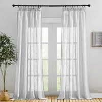 Unyqoos Luchtige Linnenlook Gordijnen voor Zonlichtfiltering en Privacy, Lichtgrijs, Set van 2, 245 x 140 cm