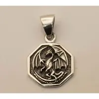 925 Zilveren hanger draak op sierschild - prachtige zilveren hanger draak - stoere draken hals hangertje - fantasie wereld kettinghanger van zilver - silver pendant dragon on ornamental shield