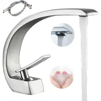 MODFU Kran-Wastafelkraan-Eenhendelmengkraan Voor Badkamer-Met Warm En Koud Water-1-Gats Installatie-Messing-Chroom
