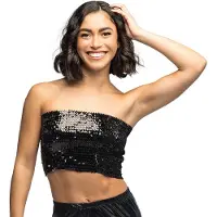 Boland - Top Sparkle zwart (M/L) - Volwassenen - Niet van toepassing - Festival - Rave - Bandeautop - Strapless