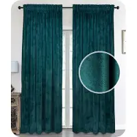 Unyqoos Elegant Verduisterend Fluwelen Gordijn met Plooiband voor Privacy en Stijl - 140x145 cm, Petrol Blauw
