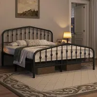 Laura Bedframe 160x200 cm – Vintage Metalen Tweepersoonsbed met Kroonvormig Hoofdeinde & Voeteneinde – Stabiel Stalen Lattenbodem Bed, Piepvrij & Zonder Boxspring
