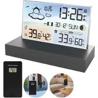 HAUSS SPOLE Weerstation-Draadloos Met Buitensensor-Thermometer En Hygrometer Voor Binnen En Buiten-Ontwaken En Voorspelling-Functierijk-Compact-Kunststof-Transparant