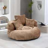 HAUSS SPOLE Fauteuil – Relax Loungestoel Chenille – Enkel – Hoge Rug Met Armleuningen – Zitzak Voor Volwassenen En Kinderen – Chenille Bruin
