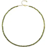 Cavill - Vergulde 925 Zilveren Halsketting met groene Vesuvianiet 0.886 ct - Ronde Edelstenen - Verstelbare Elegante Damesketting