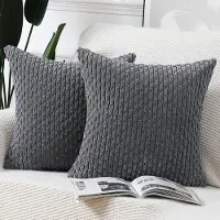 Unyqoos Set van Twee Luxe Boho Gestreepte Kussenhoezen voor Slaapkamer en Bank, Grijs, 50 x 50 cm