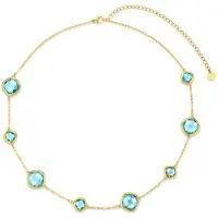CO88 Collection - 8CN-26502 - Dames Ketting Groen Glasstenen - Stainless Steel - Cadeau