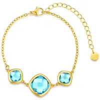 CO88 Collection 8CB-91413 – Dames Armband – Goudkleurig – Blauwe Glasstenen – Verstelbaar