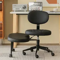 HAUSS SPOLE Bureaustoel - Ergonomische Meditatiestoel - Draaibaar Met Voetensteun - Voor Werkplek En Kaptafel - Stof - Zwart