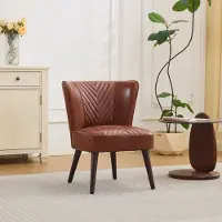HAUSS SPOLE Loungestoel - Comfort Stoel Zonder Armleuningen - Diagonale Stiksels - Voor Woonkamer Eetkamer En Kantoor - Leer - Bruin