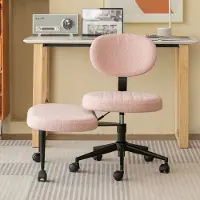 HAUSS SPOLE Bureaustoel - Ergonomisch Cross Legged Design - Draaibaar Met Voetensteun - Voor Thuiskantoor - Stof Roze