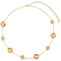 CO88 Collection - 8CN-26504 - Dames Ketting Oranje Glasstenen - Stainless Steel - Cadeau