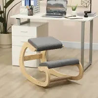 HAUSS SPOLE Kniekruk 54,5 x 85 x 54 Cm - Ergonomisch Schommelend Voor Betere Houding - Voor Thuiswerken En Meditatie - Hout - Grijs