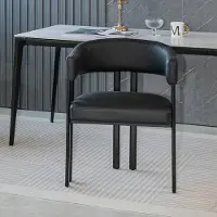 HAUSS SPOLE Eetkamerstoel - Kuipstoel Met Armleuningen - Gebogen Rugleuning - Voor Eetkamer En Keuken - Imitatieleer Zwart