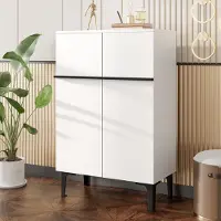 HAUSS SPOLE Schoenenkast - Modern Met Dubbedeuren En Verstelbare Planken - Ruime Opbergruimte Voor Hal - Spaanplaat - 95x60x34,5 Cm - Wit