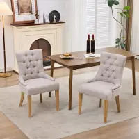 HAUSS SPOLE Eetkamerstoel Set Van 2 - Comfortabele Stoffen Sessel Met Zachte Zitting - Met Decoratieve Ringen - Voor Eetkamer En Kantoor - Stof Beige