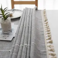 Unyqoos Stijlvol en Veelzijdig Tafelkleed met Kwastjes voor Binnen en Buiten, Katoen-Linnen Mix, Afwasbaar, 100 x 160 cm