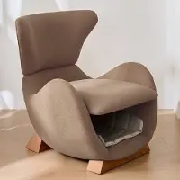 HAUSS SPOLE Loungestoel - Walvishaai Design - Fauteuil - 1-Zits - Met Dierenhol & Krasbestendige Stof - Comfortabel Met Hoogdicht Schuim - Stof Bruin