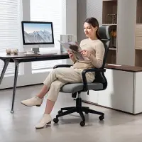HAUSS SPOLE Bureaustoel 60,5 X 69 X 109 117 Cm - Ergonomisch Met Hoofdsteun En Armleuningen - In Hoogte Verstelbaar En Kantelbaar - Polyester Donkergrijs