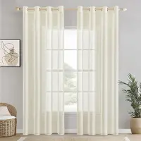 Unyqoos Transparante Linnen Gordijnen Set met Oogjes voor Elegante Woonkamerinrichting 140 x 245 cm