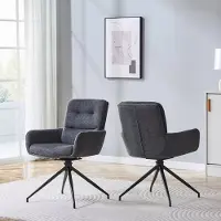 HAUSS SPOLE Eetkamerstoel - Draaistoel Set Van 2 - 360 Graden Draaibaar En Comfortabel - Voor Eetkamer En Zithoek - Stof Zwart Donkergrijs