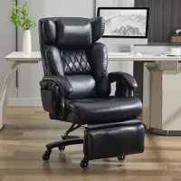 HAUSS SPOLE Bureaustoel - Ergonomische Massage Fauteuil - Met Verwarming, Voetsteun En Verstelbare Rugleuning - Voor Kantoor - Zwart