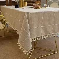 Unyqoos Tijdloos en Elegant Tafelkleed met Kwastjes voor Binnen- en Buiten Gebruik, Katoen en Linnen Mix, Wasbaar