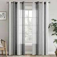 Unyqoos Geraffineerde Moderne Streep Voile Gordijnen Set voor Woonkamer, Lichtgewicht en Stijlvol Design, 140 x 225 cm, Grijs-Wit
