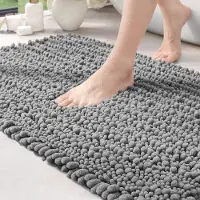 Unyqoos Ultra Comfortabele Badmat voor Badkamer met Chenille en Antislip Ontwerp, 60 x 110 cm, Grijs