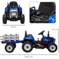 HOMCOM Elektrische Rij-Auto voor Kinderen in Constructiestijl Kunststof, Metaal 136,5L x 50B x 52,5H cm Blauw