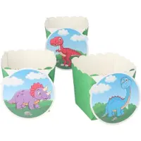 Demmler Dino bakvormpjes 6 cm x 5 cm x 5 cm FSC muffinvormpjes dinosaurus groen (24 stuks)