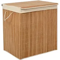 Begryf - Wasmand - bamboe en stof - met deksel - 60x40x61,5 cm