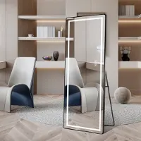 HAUSS SPOLE Staande Spiegel – LED Verlichting 163 x 54 cm – Glas En Metaal – Zwart – Dimbaar Voor Slaapkamer Of Hal