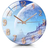 IvoQ Kleurrijke Wandklok Glas 30 cm Planeet