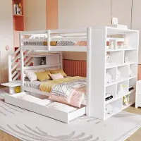 HAUSS SPOLE Stapelbed 90x200 cm - Veilig met Veiligheidstrap en Ruime Opberglades - Geschikt voor Kinder- en Jongerenkamer - Vurenhout - Wit - Zonder matras