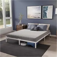 Laura Bedframe 160x200 cm Metaal – Witte Lattenbodem met Opbergruimte, Robuust Stalen Bedonderstel, Minimalistisch Design, 35 cm Hoogte, Eenvoudige Montage