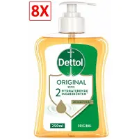 Dettol 8 x Antibacteriële Handzeep Original 250ML - Wasgel - 2 hydraterende ingrediënten