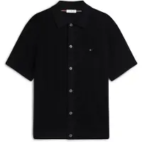 Tommy Hilfiger Gebreid vest 'Relaxed Pointelle Short Sleeve With' zwart