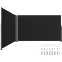 Vevor Patio Windscherm 180 x 600 cm Zwart Rolgordijn Zijluifel Uitschuifbaar voor Privé of Commercieel Gebruik