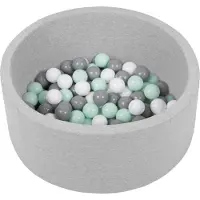 Petsona Ballenbad foam voor honden 70x30cm met 150 ballen ∅ 6cm - Hondenzwembad - Ballenbak Rond - Kattenspeelgoed - Met plastic ballen - Hondenzwembad klein - Lichtgrijs: Wit Grijs Munt