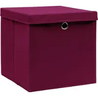 vidaXL Opbergboxen met deksel 10 st 28x28x28 cm donkerrood