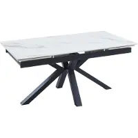 CasaDolce uitslaaptable AROSA, 160/240x90x76 cm, wit marmerlook, zwarte poten