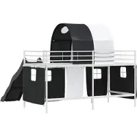 vidaXL Kids'loftbedframe Effen Wit en Zwart 107 x 203 cm Metaal