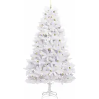 vidaXL Kunstmatige Hinged Kerstboom Wit 240 cm PVC en Staal