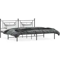 vidaXL Bedframe met hoofdbord metaal zwart 200x200 cm