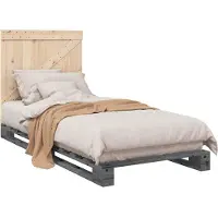 vidaXL Bedframe met hoofdbord massief grenenhout grijs 100x200 cm