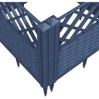 vidaXL Plantenbak met pinnen 363,5x43,5x43,5 cm polypropeen blauwgrijs