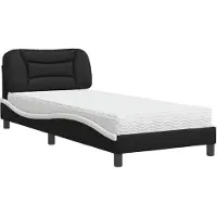 vidaXL Bed met matras "Hvar" kunstleer zwart en wit 100x200 cm