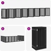 vidaXL Hondenhek inklapbaar 15 panelen 750 cm populierenhout zwart